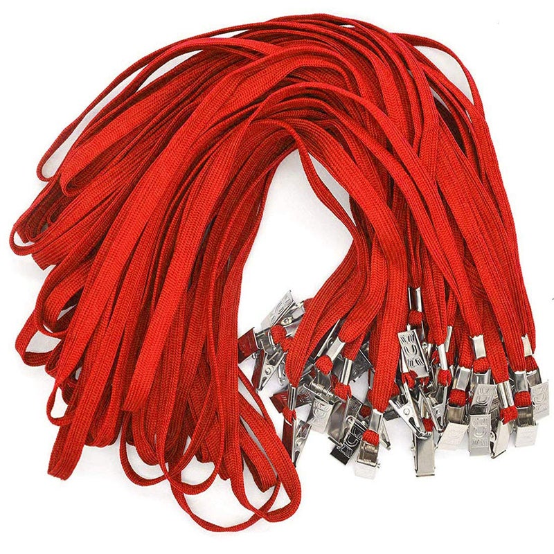 Bird Fiy Lanyards with Id Holder Badges Name Tags 50 Pack Lanyards with Bulldog Clip and 50 Pack Waterproof Clear Plastic Vertical Name Tag Badge ID Card Holders (Red) - Image 5